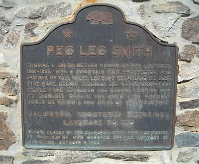 A monument to an infamous local character, Peg Leg Smith.